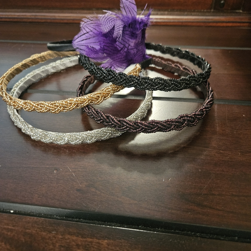 Beaded and one Feather Headbands